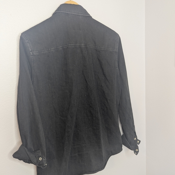 ZARA Washed Black Denim Shacket, Snap Front Western Style (Women’s S) - Picture 5 of 5